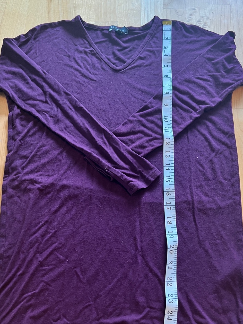 Eileen Fisher Deep Plum V-Neck Top - Picture 2 of 6